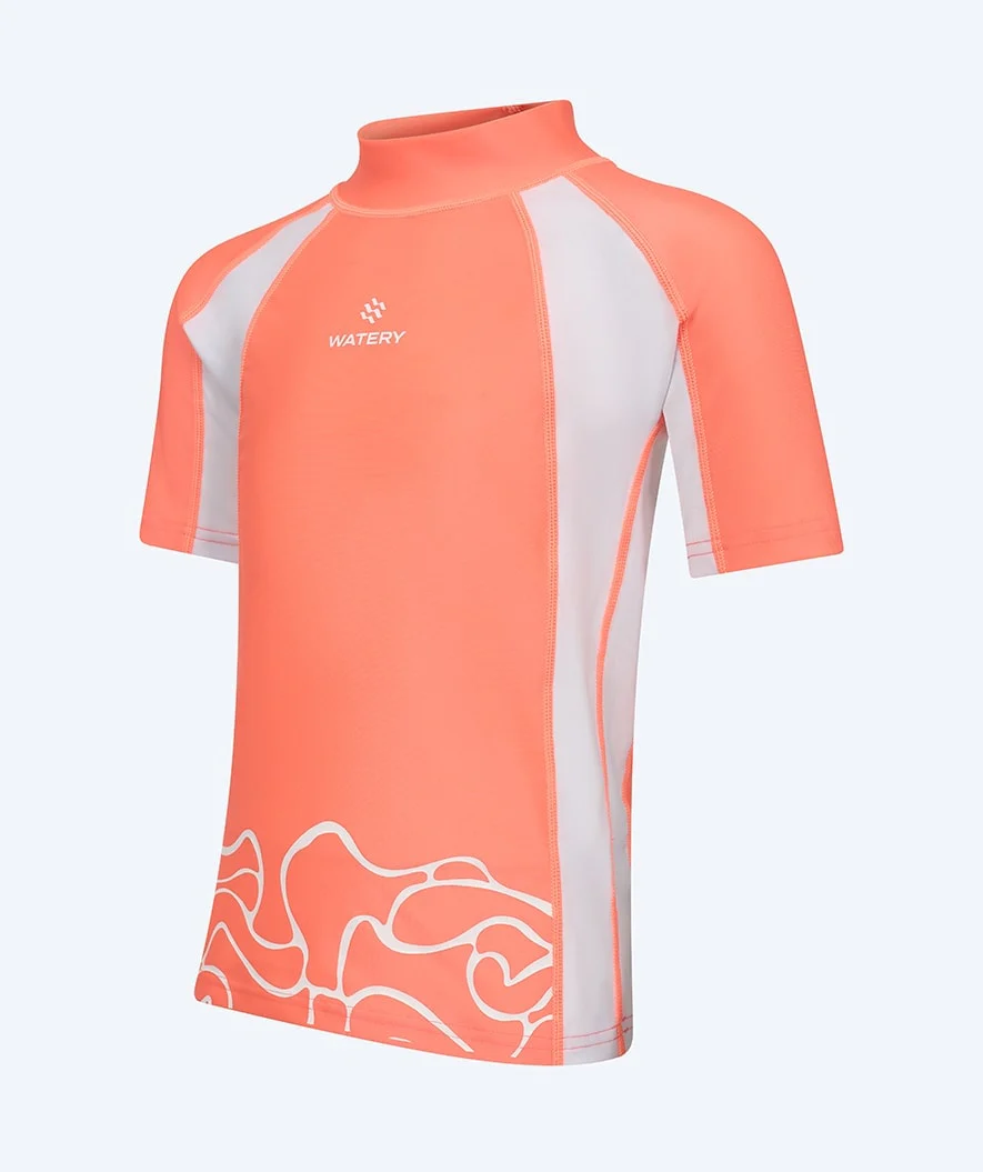 Watery UV-trøje til børn - Chilton Kortærmet Rashguard - Lyserød/hvid