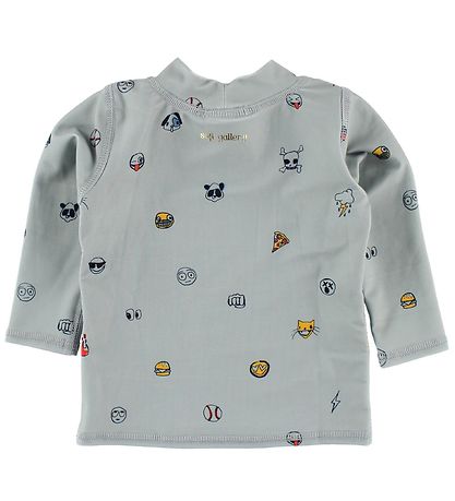 Soft Gallery Bådebluse - UV50+ - Astin - Grå m. Emojies