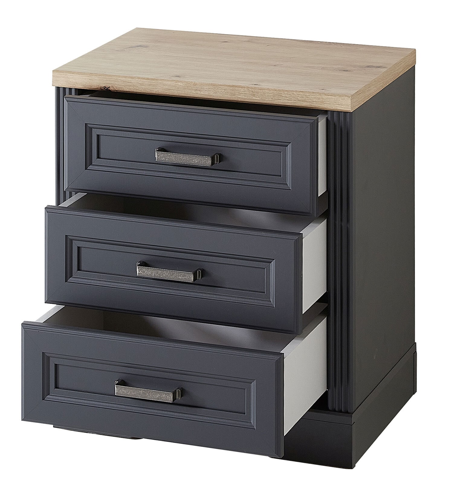 CASAVANTI Rollcontainer JASMIN mit 3 Schubkästen Graphit/ Artisan Eiche