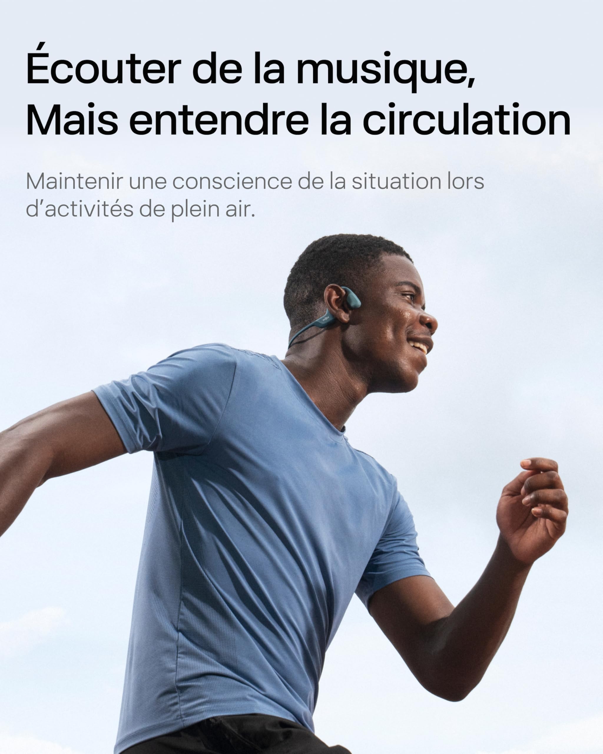SHOKZ OpenRun Pro Casque à Conduction osseuse, écouteurs Bluetooth oreillles Libres pour Le Sport avec Micro, Casque sans Fil étanche IP55, 10H d’autonomie, Bandeau de Sport, Bleu