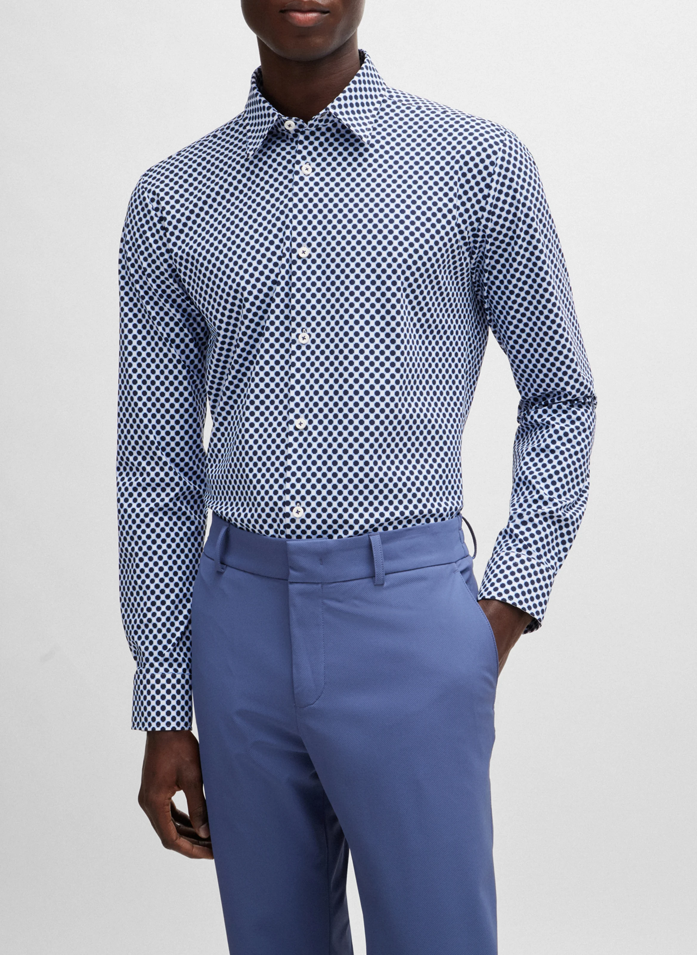 Chemise slim fit imprimée | Bleu