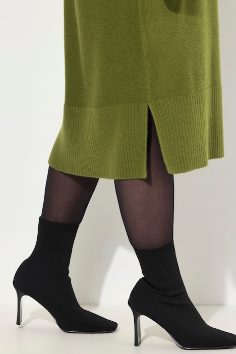 Strickkleid, Linksstrick, Stehkragen, Langarm