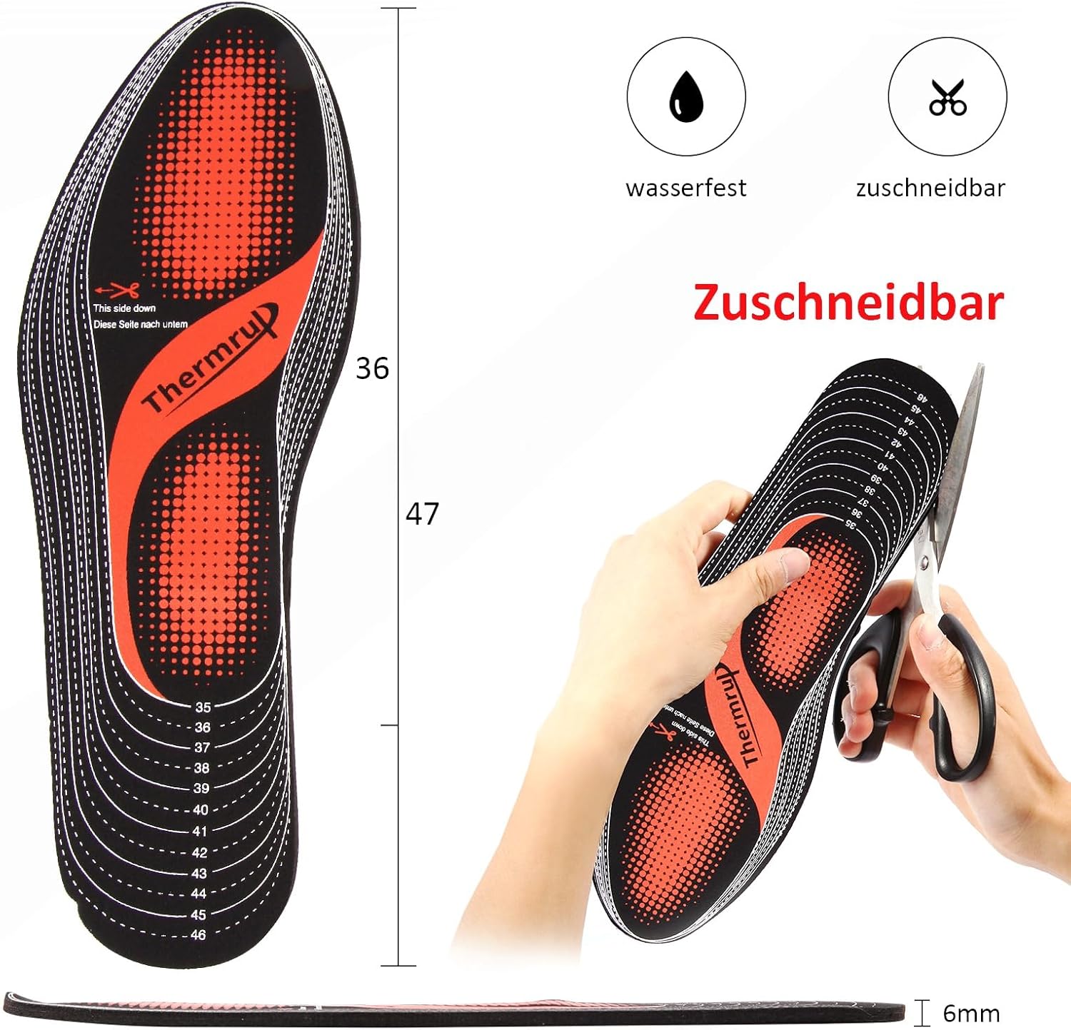 Thermrup verwarmde inlegzolen - Maat 35-48