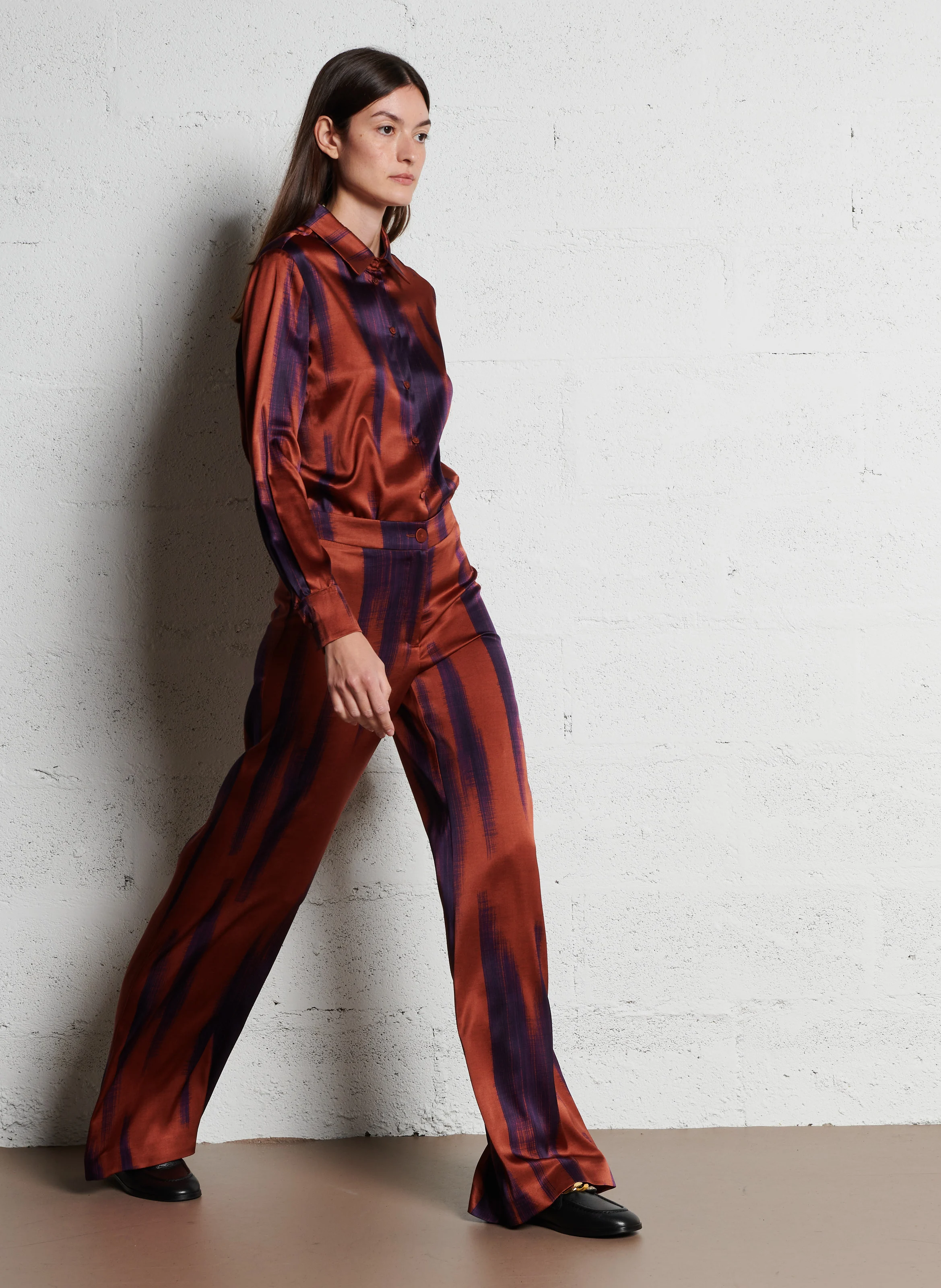 MISAKI - Pantalon large en soie | Orange