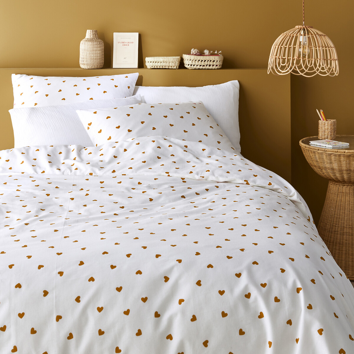 LA REDOUTE INTERIEURS<br>Conjunto de cama 50% algodão reciclado, fronha retangular.Scacco