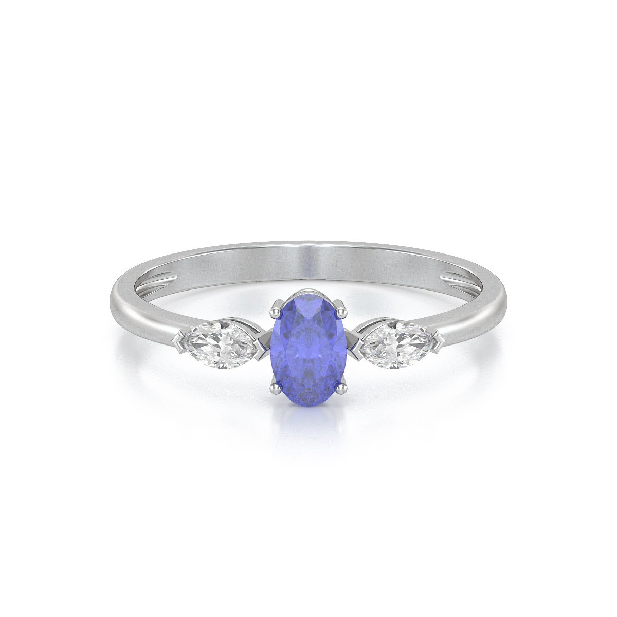Bague ADEN Or 585 Blanc Tanzanite et diamants 1.604grs