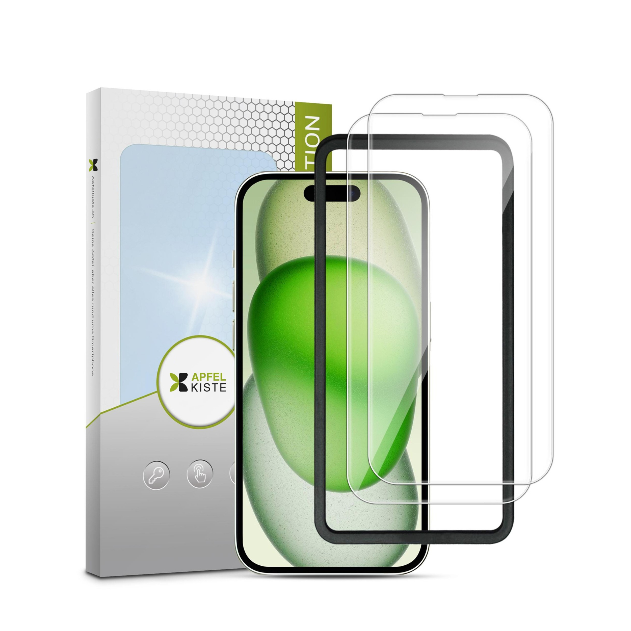 (2er Set) iPhone 17 / 17 Pro / 16 Pro Panzer Glas Display   Montagerahmen Case Friendly