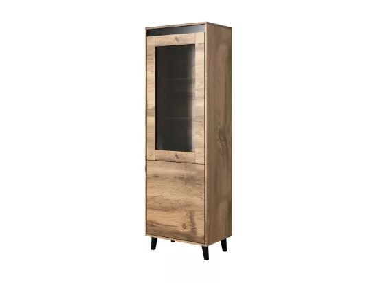 Vitrine aspect chêne wotan et gris anthracite Stik
