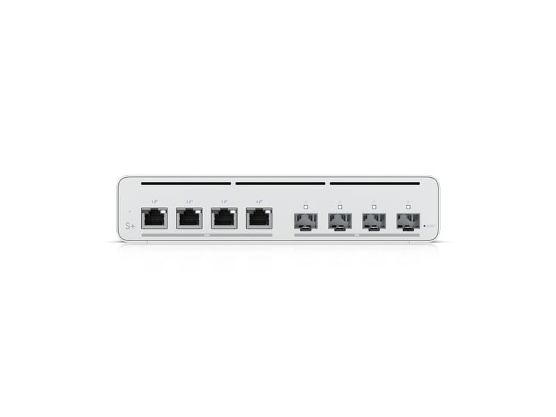 Ubiquiti Passiv PoE Switch UISP Switch Plus UISP-S-Plus 4 P Netzwerk-Switch mit 27V DC, 7.04A und PoE 160W Netzteilen, inklusive Wandhalterung Kit und 1U Rack Kit