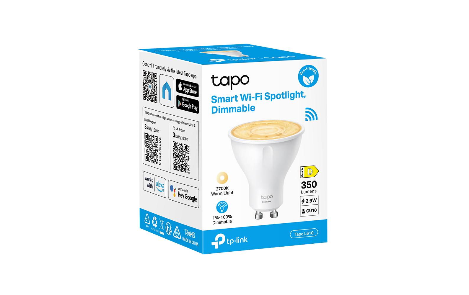 Leuchtmittel Tapo L610 2 Stück, DimmbarSmart Wi-Fi Strahler, dimmbar – Innenbeleuchtung, für das elegante Dekor