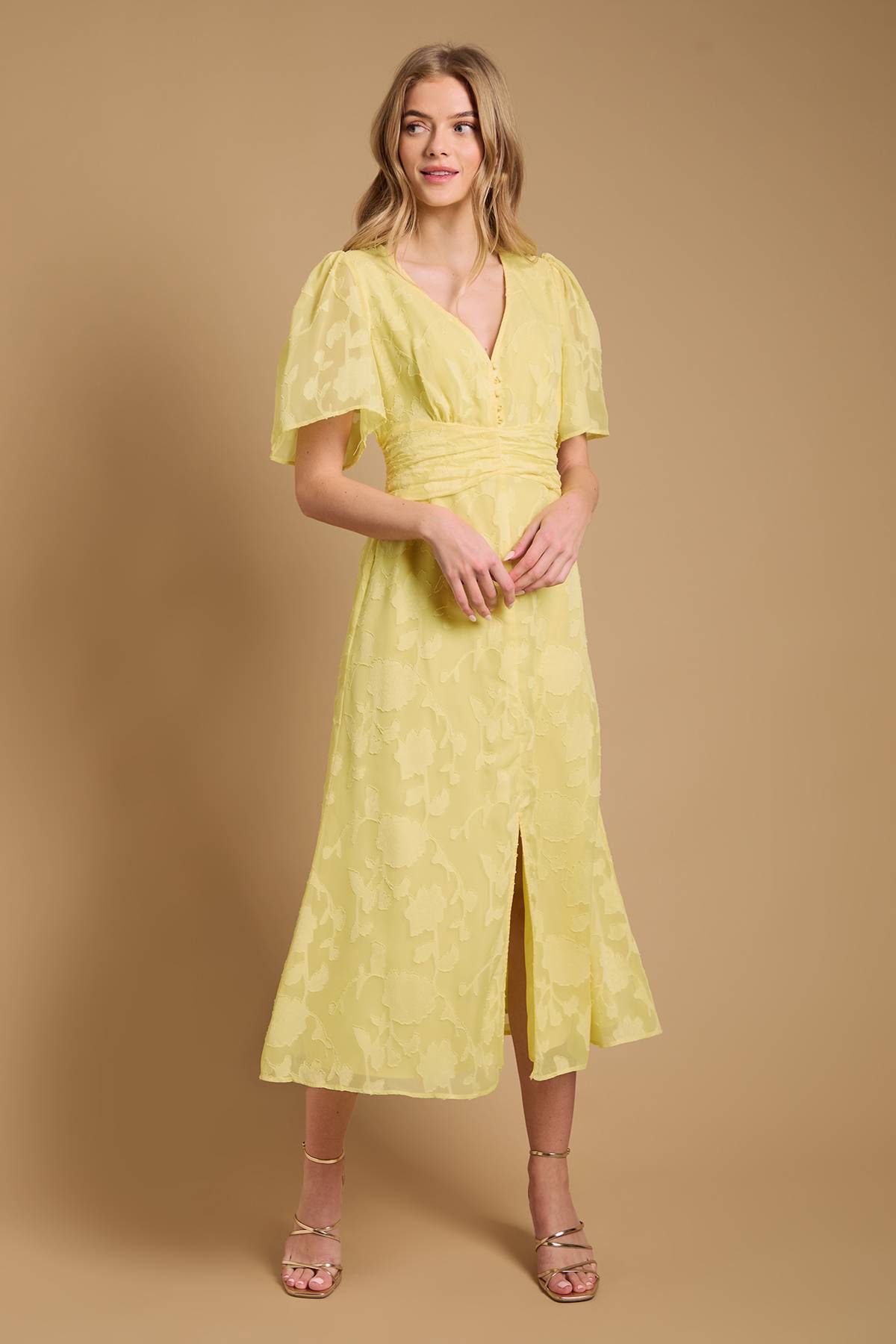 Oasis Robe Midi Jacquard à Boutons