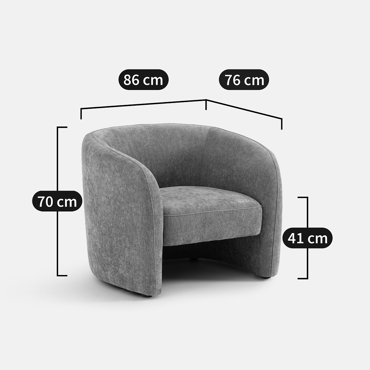 LA REDOUTE INTERIORS<br>Poltrona em chenille fino, LANDINE