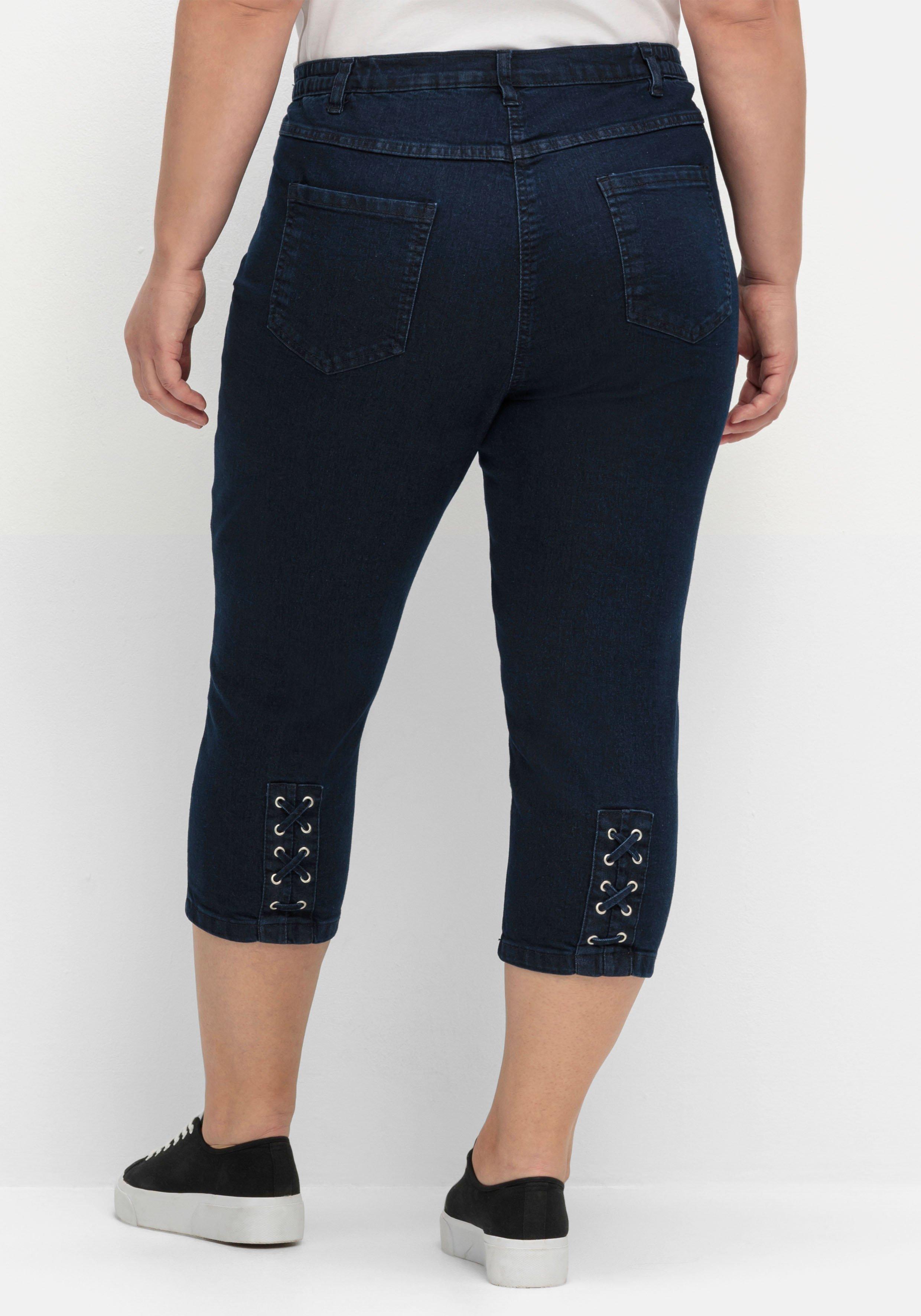 3/4-Jeans mit Zierschnürung hinten am Saum