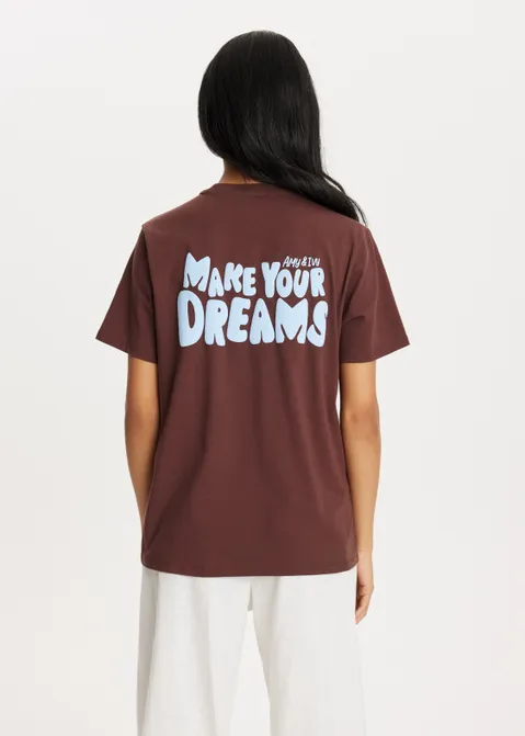 T-shirt met print dream bruin (BRN.D)