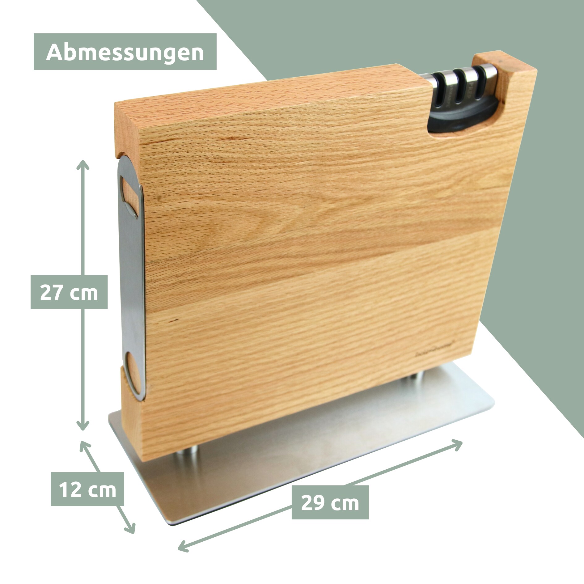 holz4home® Magnetischer Messerblock aus Eichenholz - inkl. Flaschenöffner & Messerschärfer