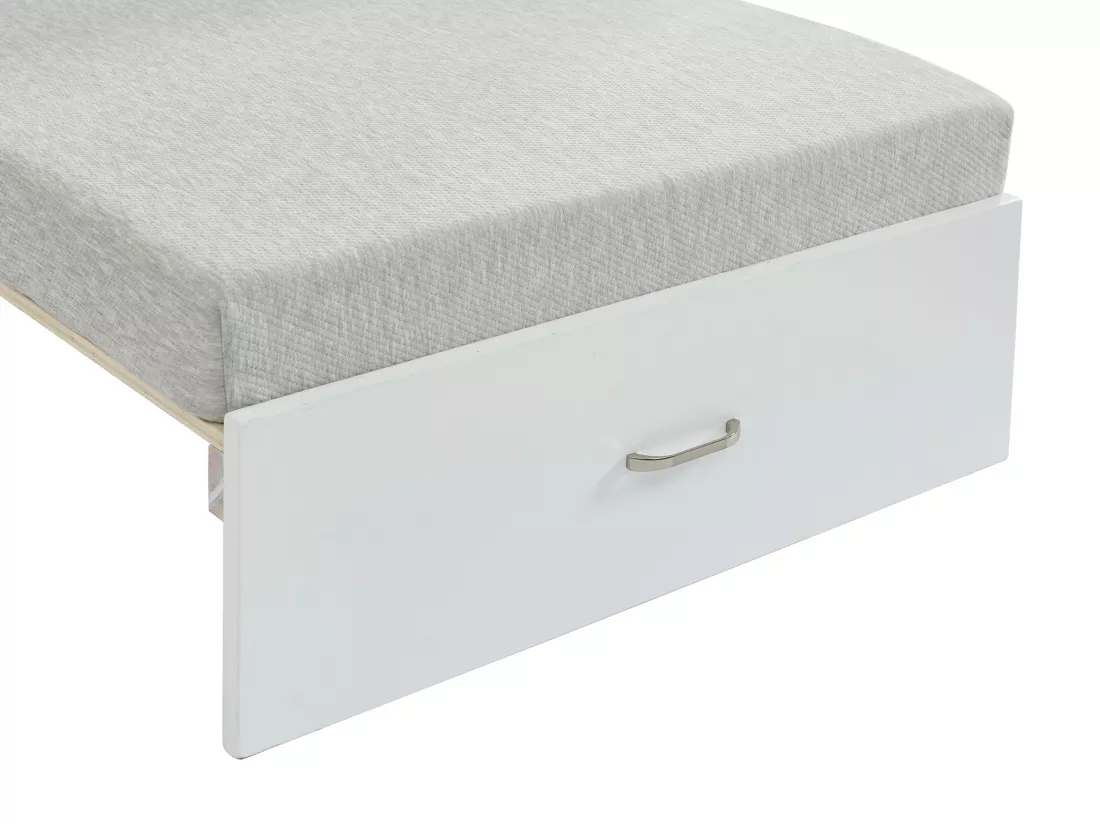 Lit mezzanine 90 x 200 cm avec bureau, sofa convertible et rangements - Pin massif - Blanchi + Matelas - GOLIATH III