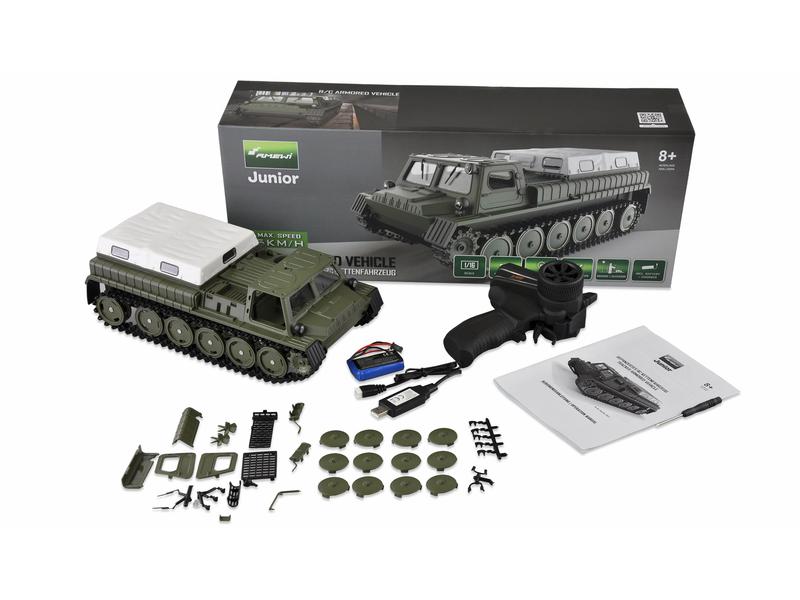 Amewi Gepanzertes RC Kettenfahrzeug, Olivgrün RTR, 1:16 Gepanzertes RC Raupenfahrzeug