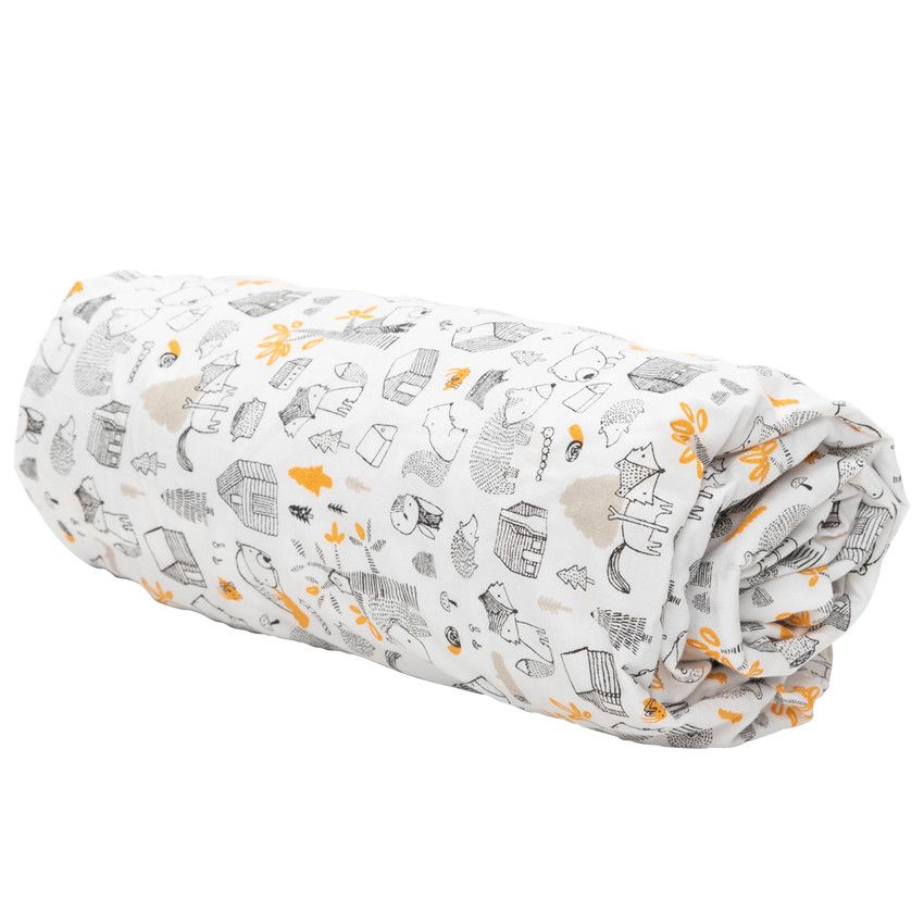 Drap housse 60 x 120 cm à animaux printés - Blanc