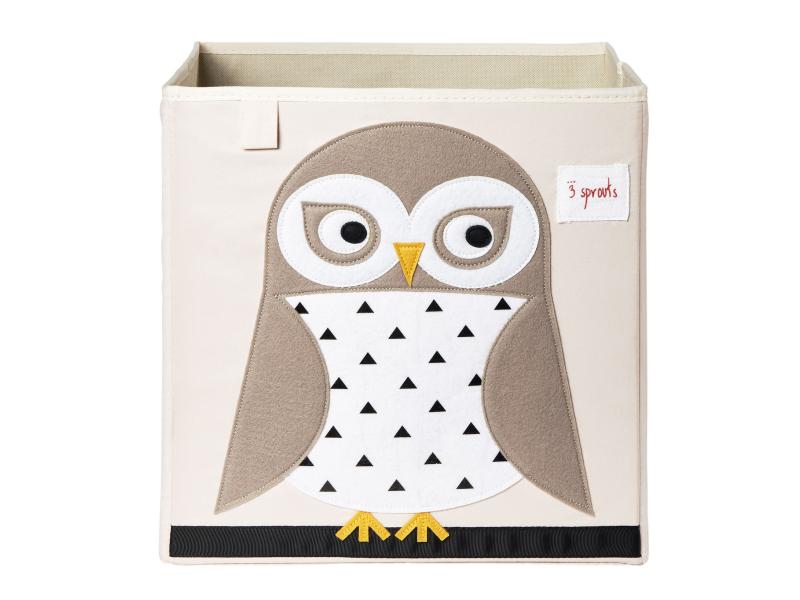 3 Sprouts Spielzeugbox Eule Aufbewahrungsbox aus Stoff, 33 x 33 cm