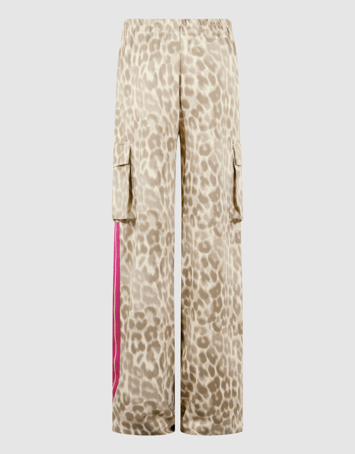 Cargo Leopard Wide Leg Broek Lichtbruin