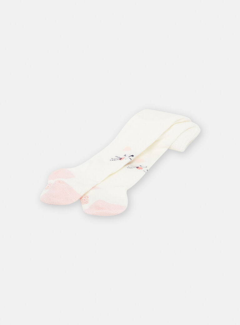 Collants écrus à motifs têtes de chat bébé fille