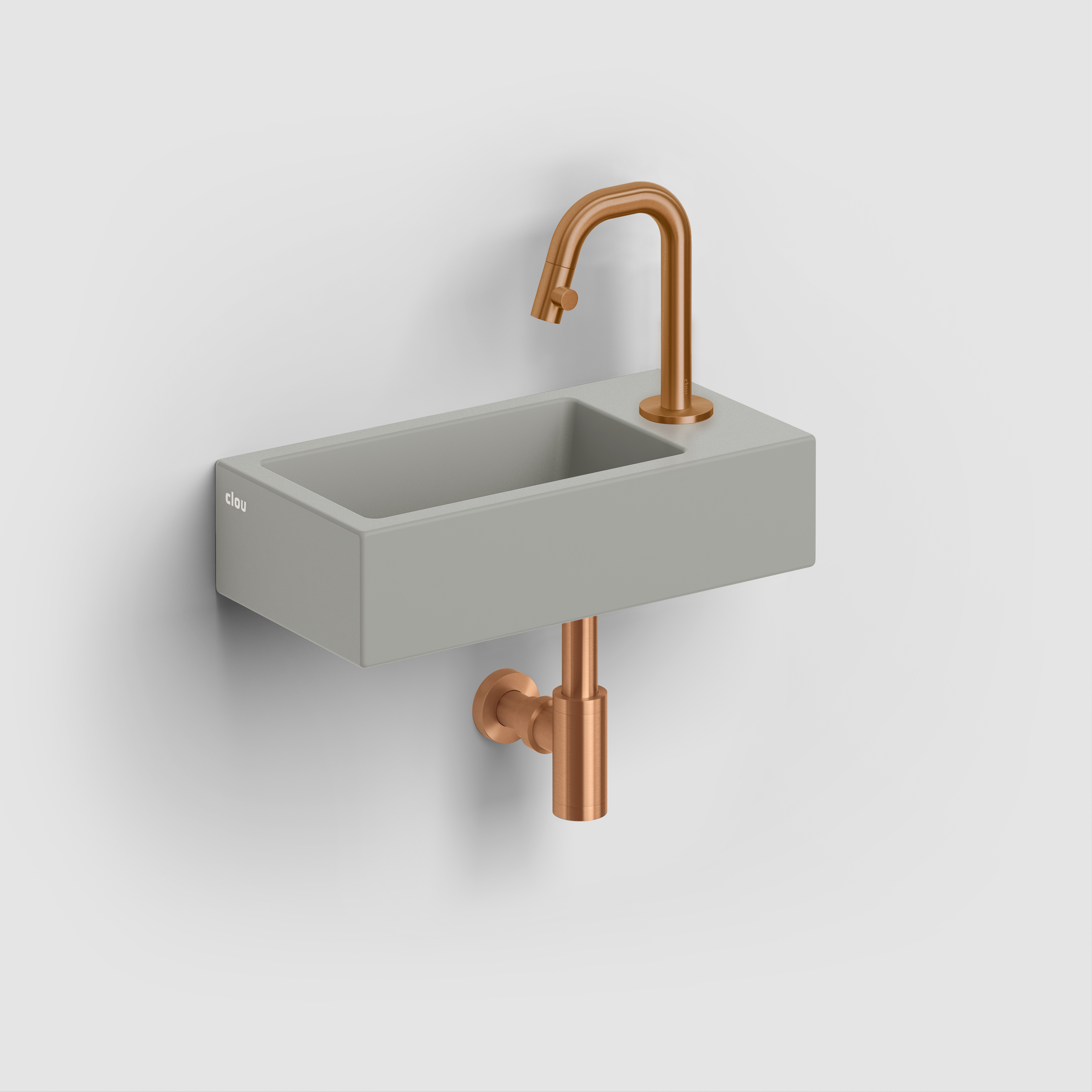 Clou Flush 3 keramische fontein 36cm met kraangat rechts grijs mat