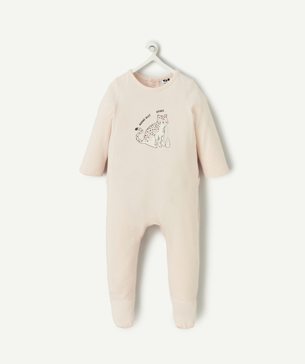 dors-bien bébé en coton bio rose motif thème léopard