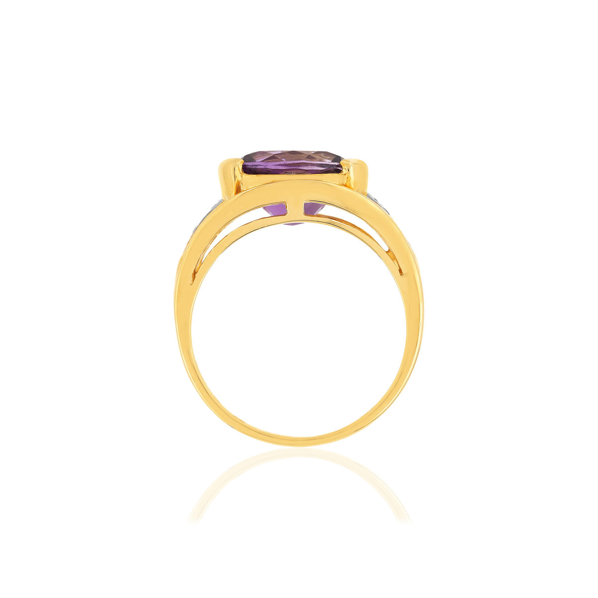Bague or 375 2 tons, 1 Améthyste, diamants.