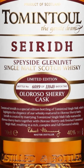 TOMINTOUL SEIRIDH OLOROSO SHERRY CASK 70CL