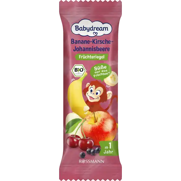 Bio Früchteriegel Banane-Kirsche-Johannisbeere, 4 Stück