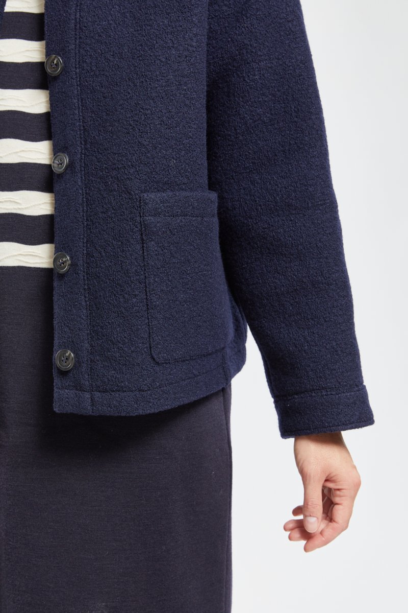 Veste courte coupe boxy - laine bouillie