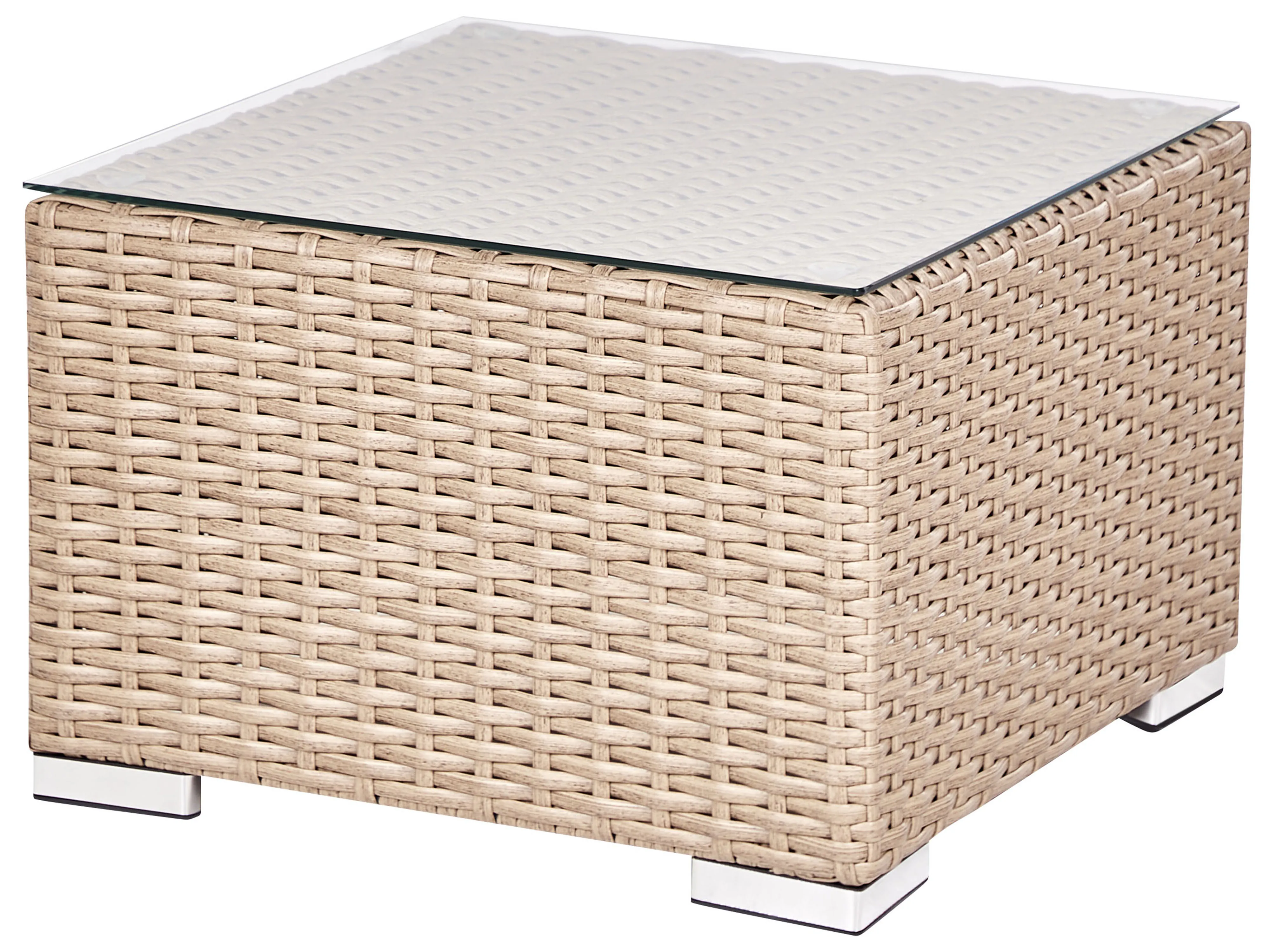 Loungeset met tafel 8-zits XXL rechtszijdig modulair PE rotan Zandbeige