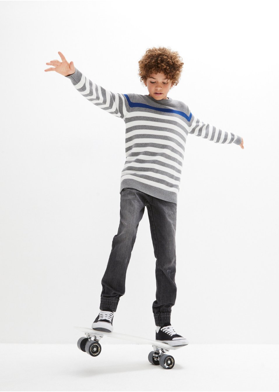 Pull en maille coton à rayures garçon