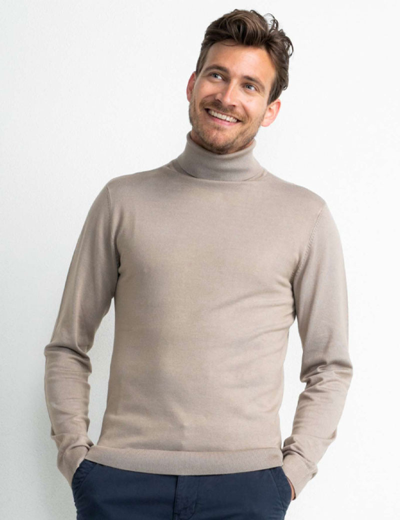 PETROL IND PULL COL ROULÉ HOMME  BEIGE
