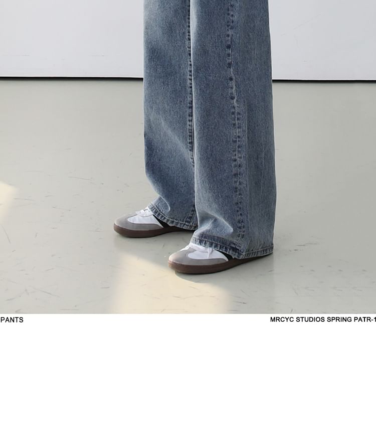 MRCYC - High Waist Washed Wide Leg Jeans