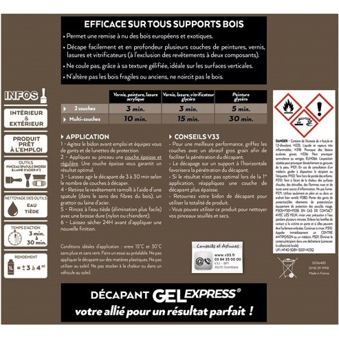 Décapant Gel Express - Spécial Bois - Bouteille 0.5 L