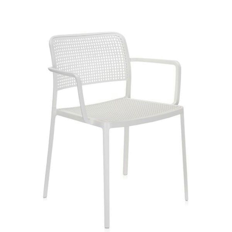 Kartell Audrey tuinstoel met armleuningen wit met wit frame