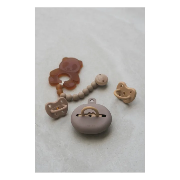 Hevea Attache-tétine en caoutchouc naturel et bois d'hévéa | Terracotta