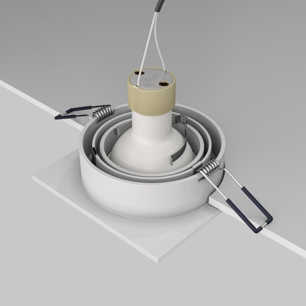 Atom inbouwplafondlamp in wit, GU10, vierkant, 92mm