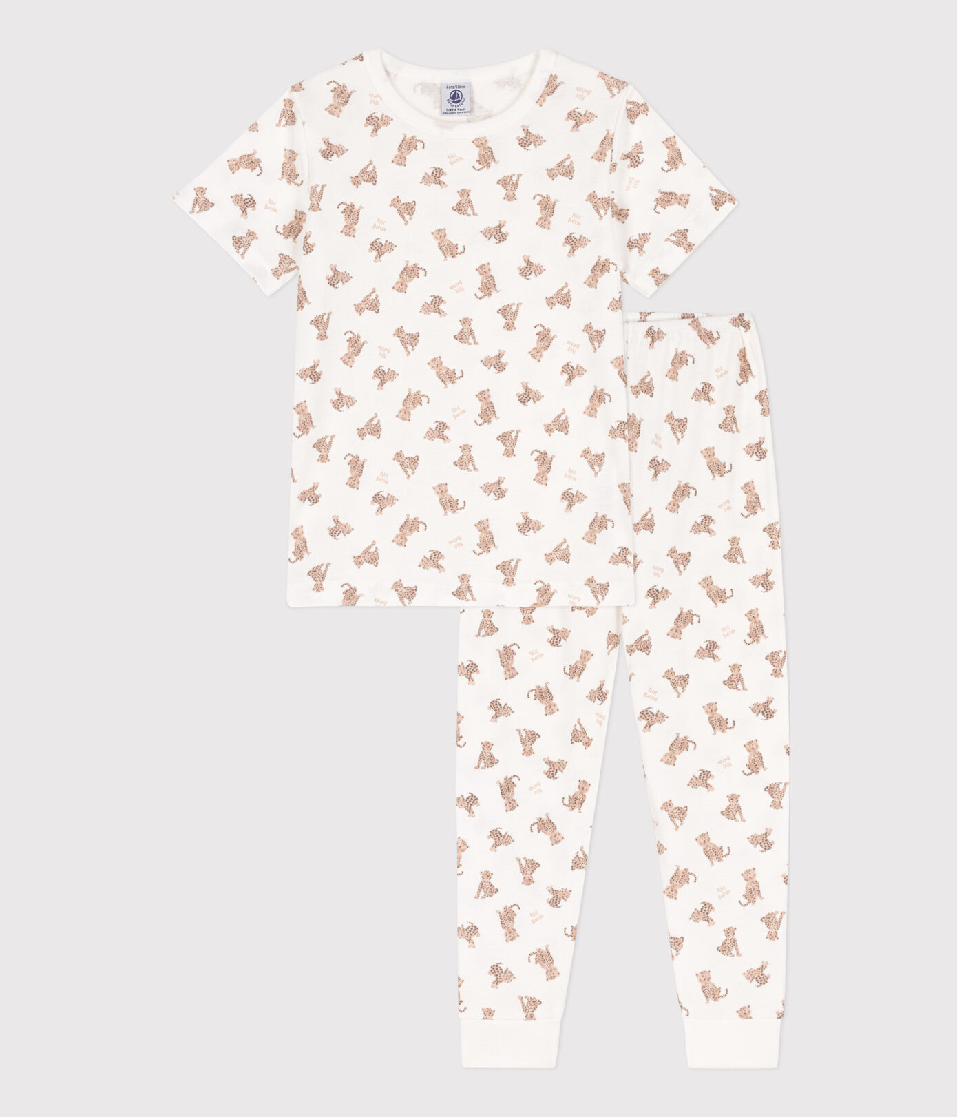 Pyjama manches courtes léopards en coton petite fille/petit garçon