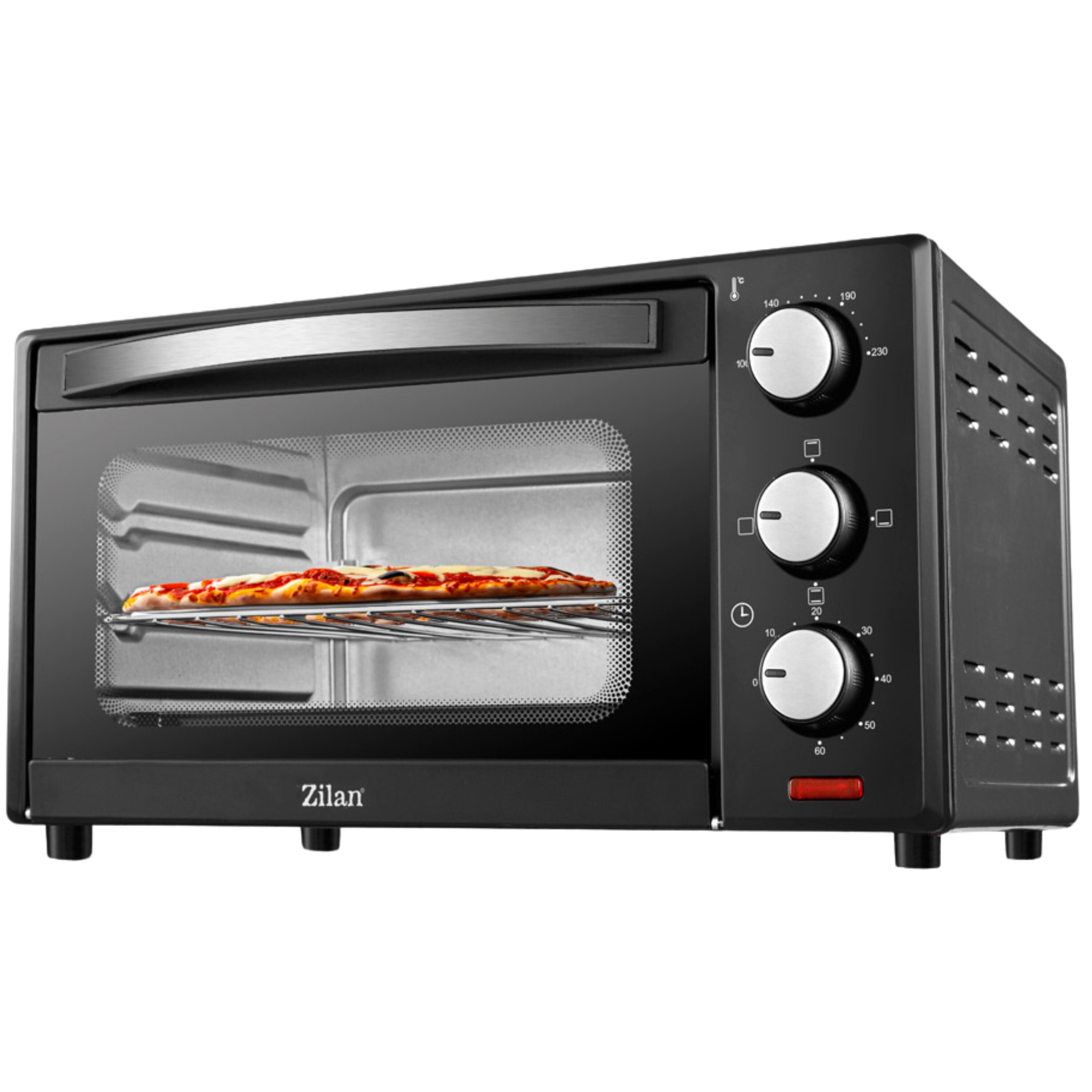 Zilan Minibackofen 15L Pizzaofen Ober- Unterhitze 60 min Timer 1200W