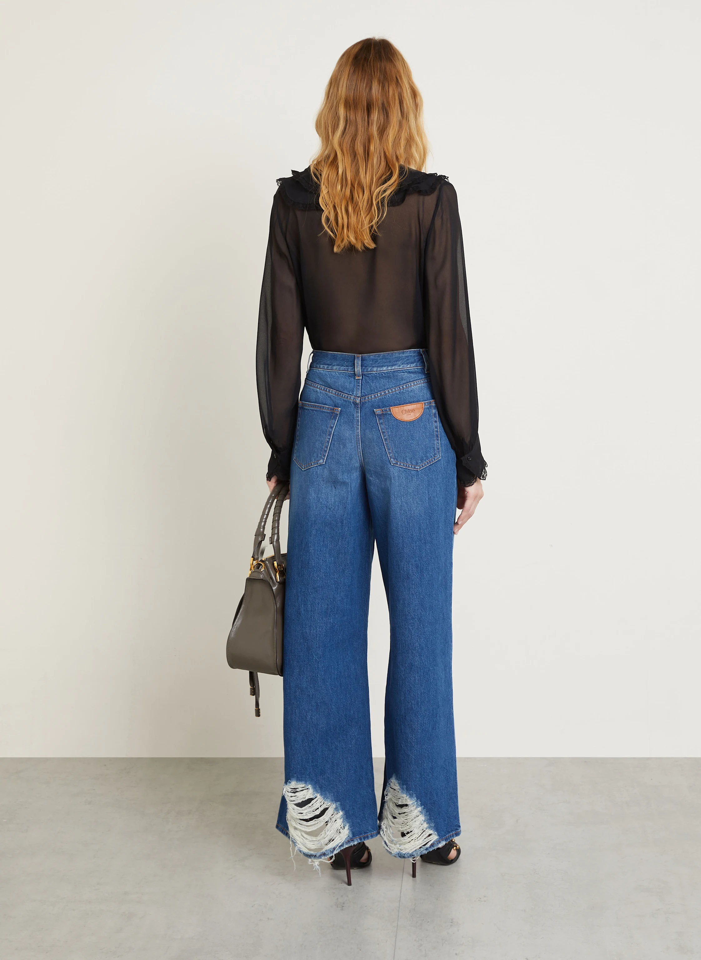 Chloé Seidenbluse mit Volants und Spitze