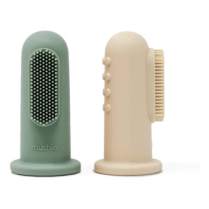 Mushie Brosses à dents bébé - Set de 2 | Vert amande