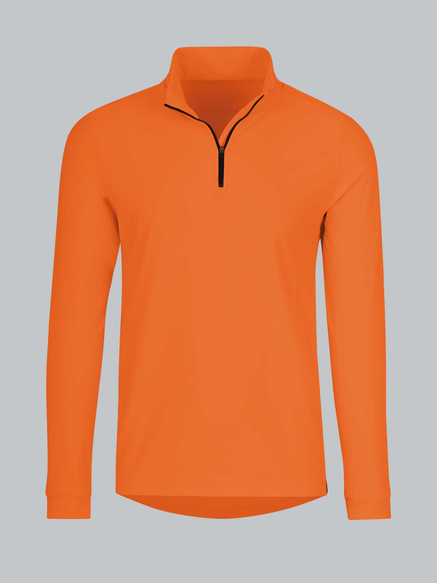 Langärmeliges Sportshirt mit Reißverschluss Leuchtorange
