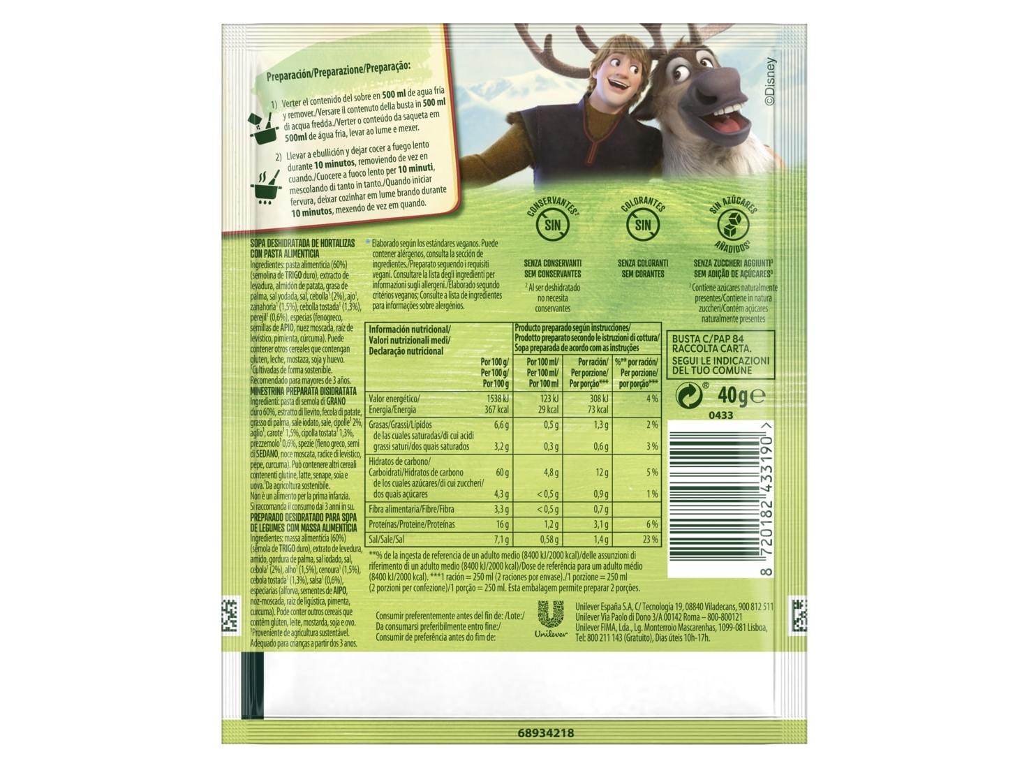 SOPA DISNEY FROZEN KNORR 40G