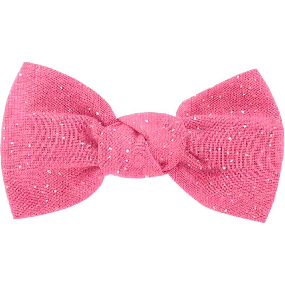 Barrette Petit Noeud Rose Pailleté