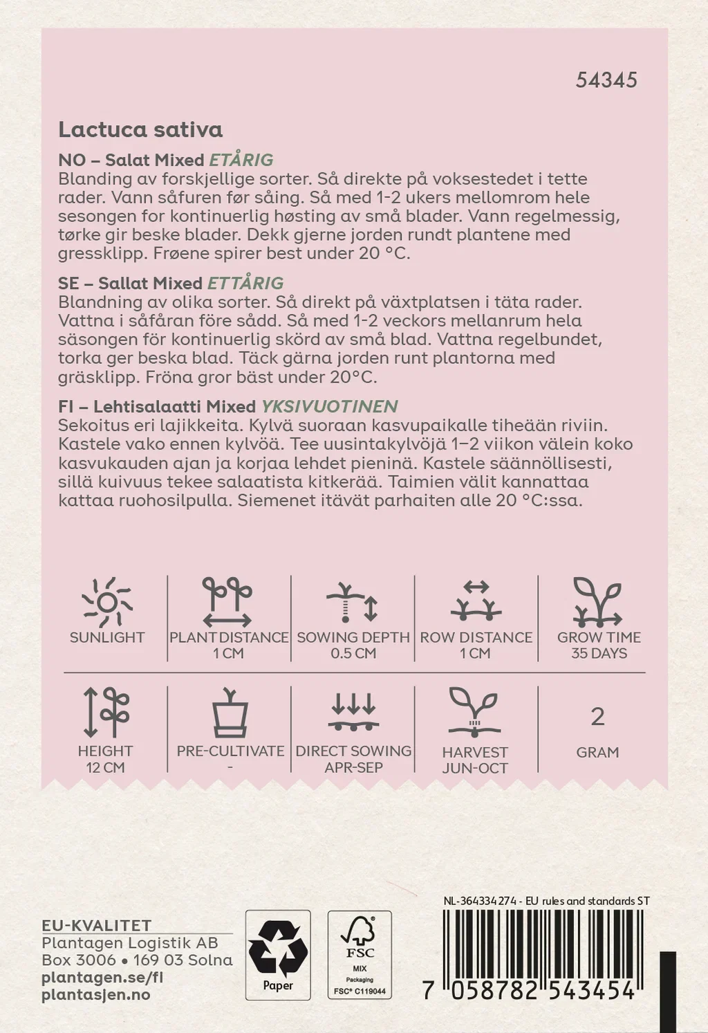 Lactuca sativa Salatmix