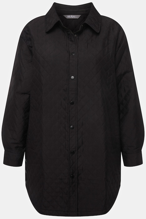 Stepp-Overshirt, Druckknöpfe, Hemdkragen, Langarm