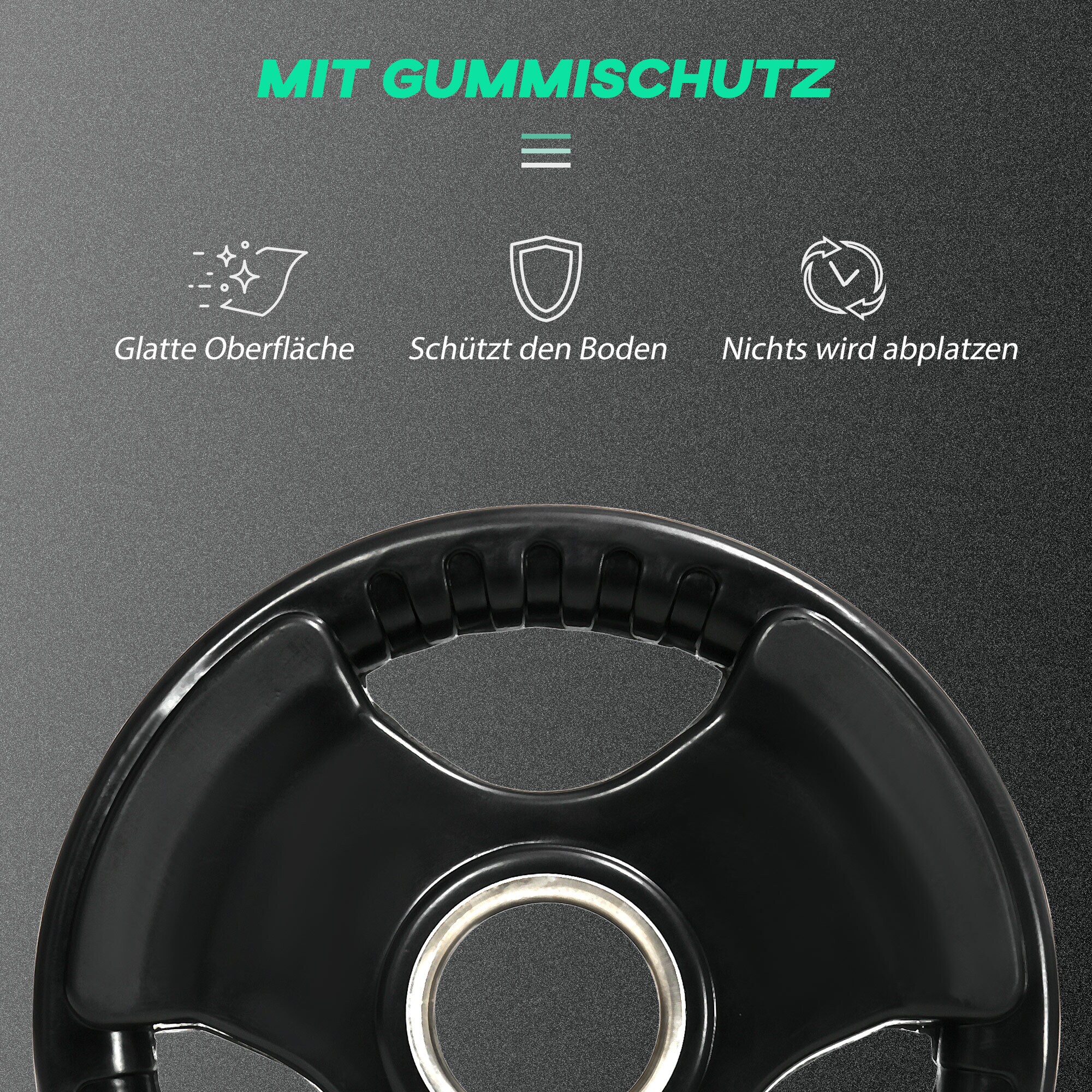 SPORTNOW Hantelscheibe mit 5 cm Bohrung schwarz 32L x 32B x 4H cm