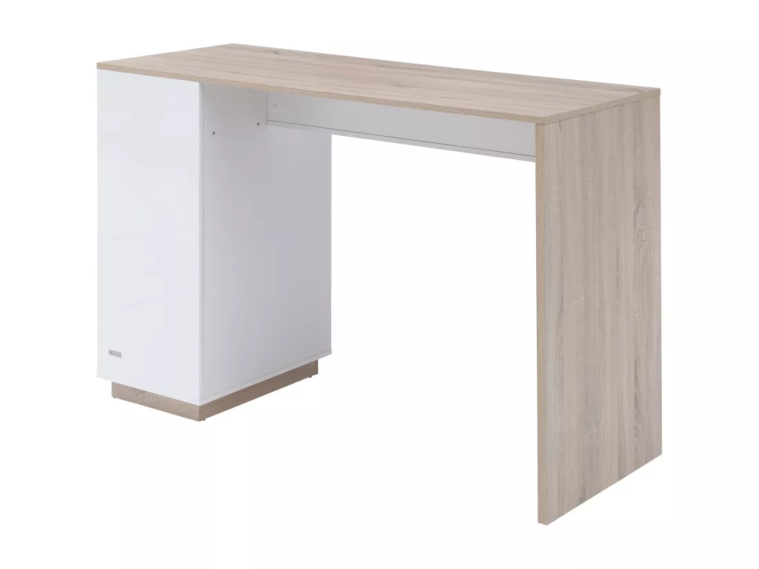 Meuble de bar avec rangements - Blanc et naturel - ANOSKI